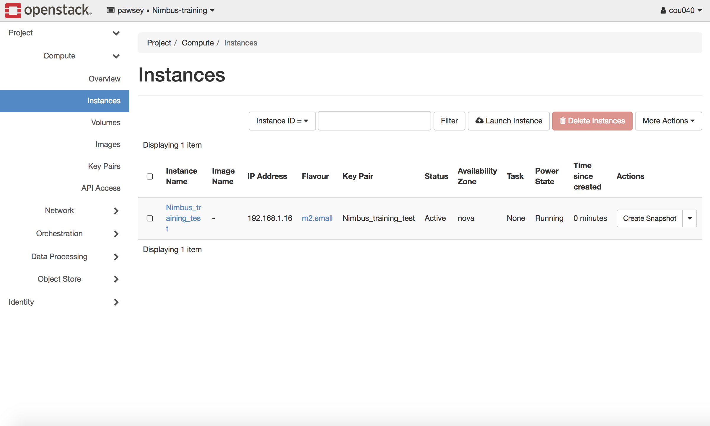 Launch Instance Done