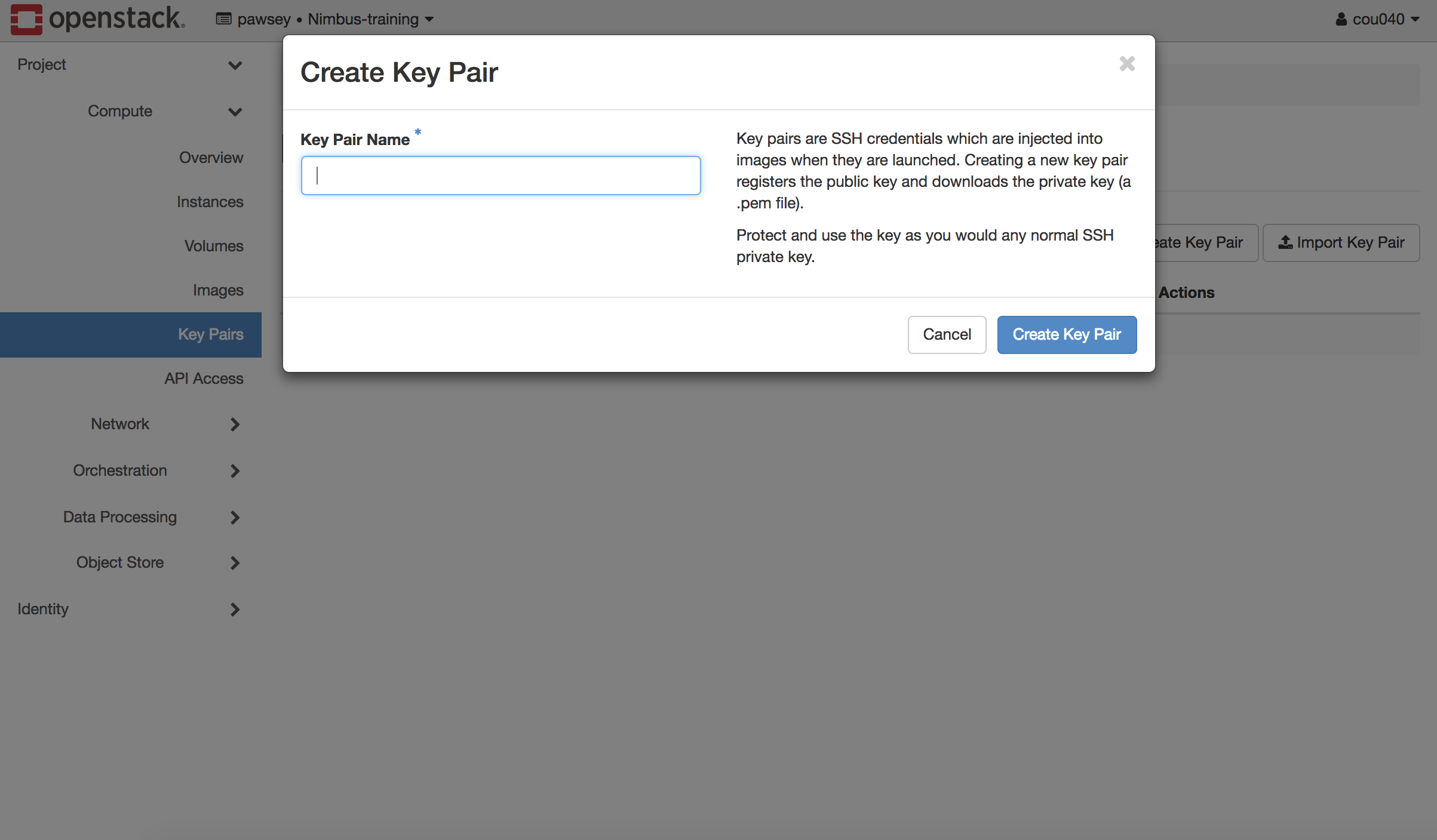 Create Keypairs