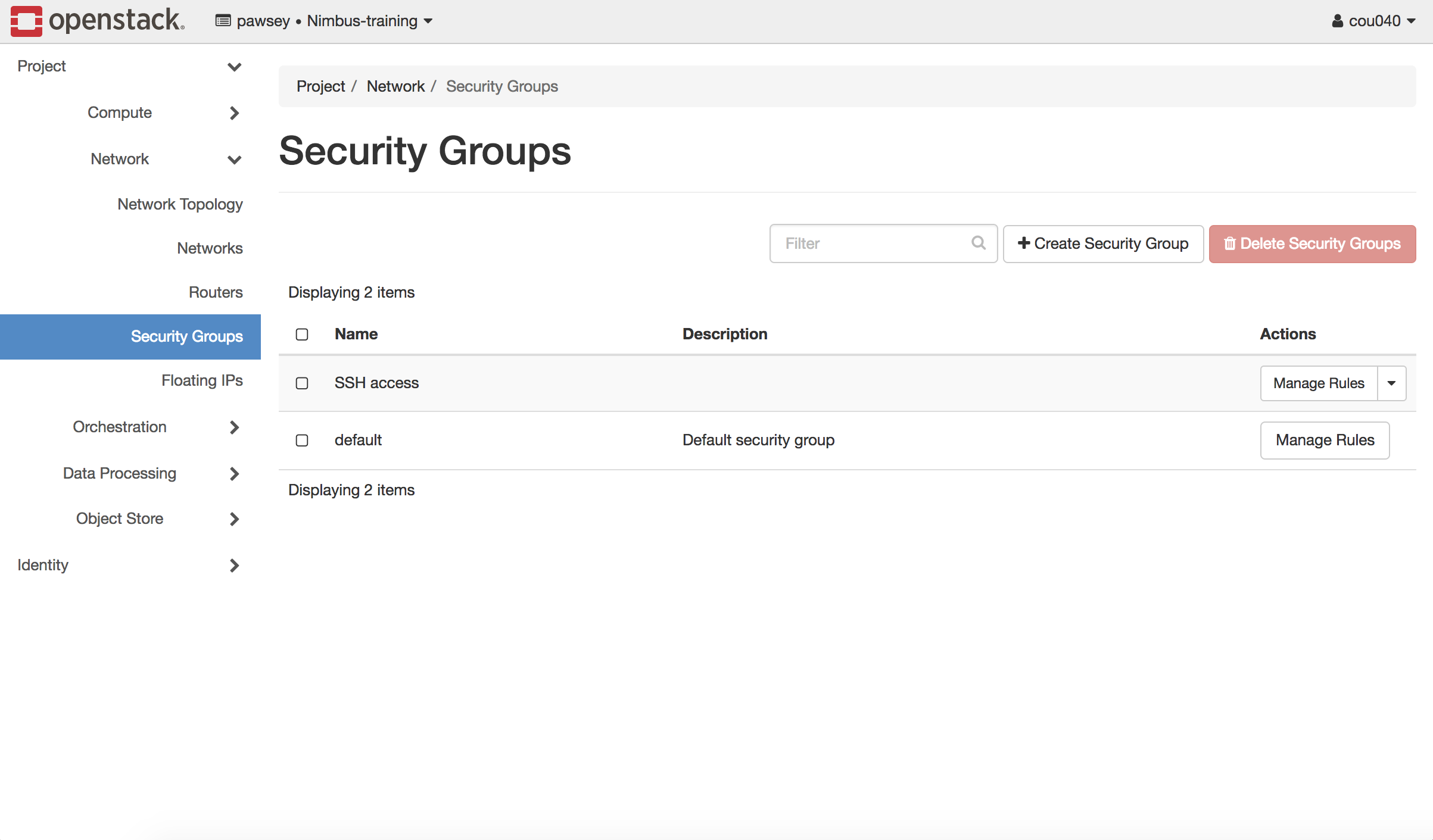 Manage Security Groups