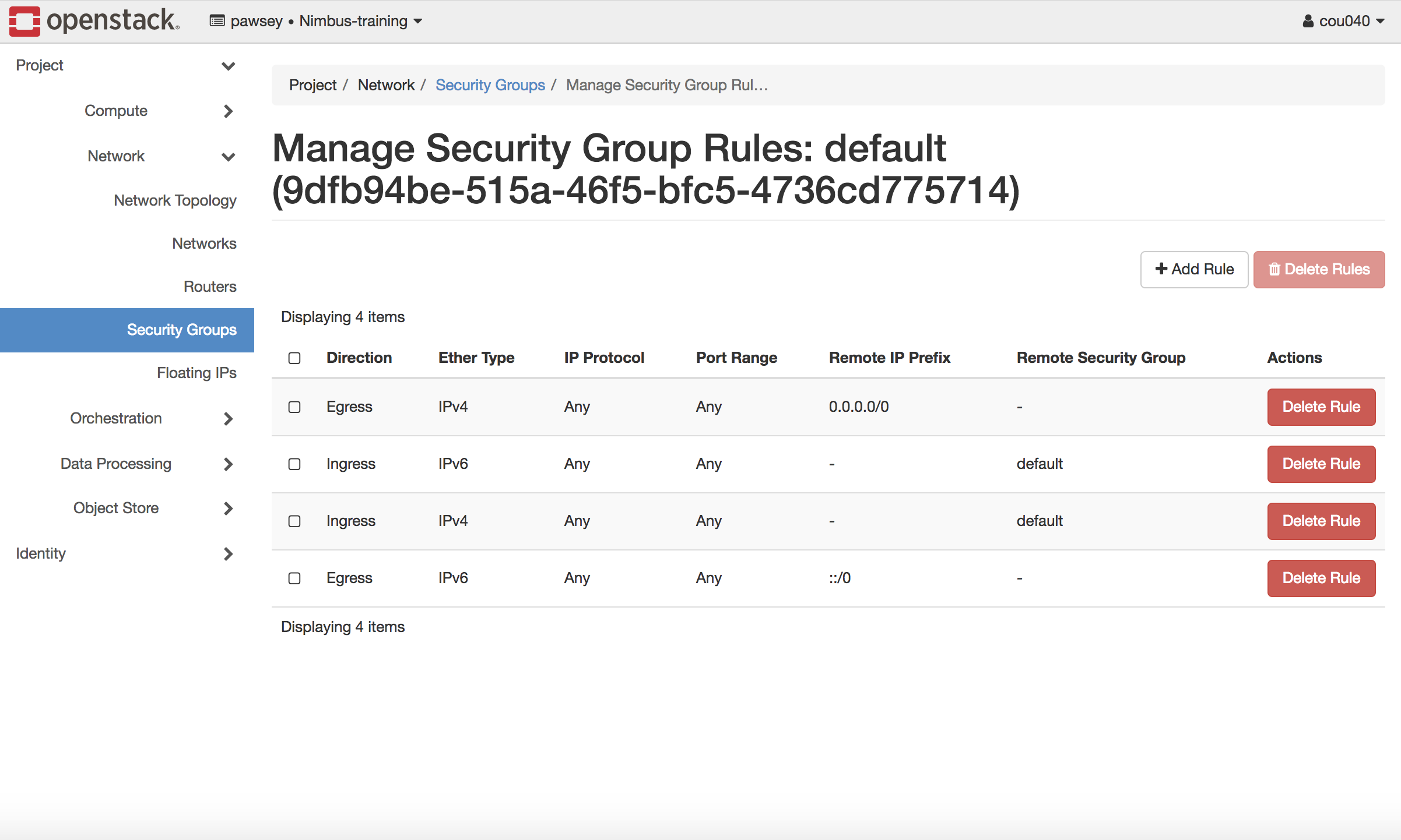 Manage Security Groups Rules